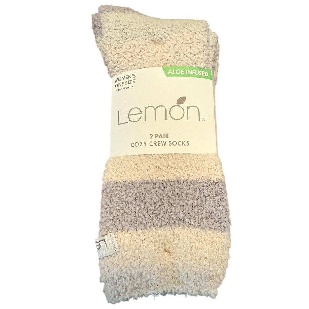 Lemon Aloe Infused Cozy Crew Socks Two Pack